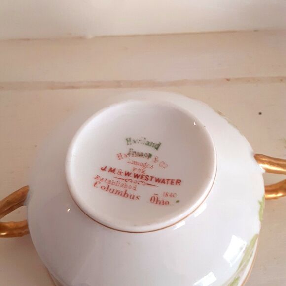 Antique 2 Haviland Limoges France Two-handle Cups Bouillon made for Westwater - Picture 2 of 6